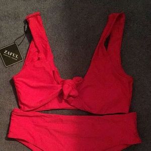 Tie Knot red bathing suit